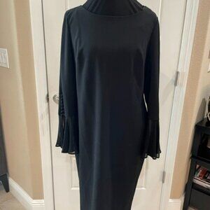 XL Calvin Klein Black sheer wrist with button detail sheath dress
